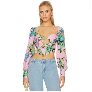 72. Afrm $78 Tara crop top in pink long sleeve